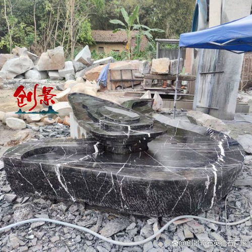 广东异形黑山石加工厂家 黑山石水钵创意全面实景拍摄案例图